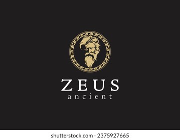 Ancient greek zeus logo design. Vintage zeus logo vector