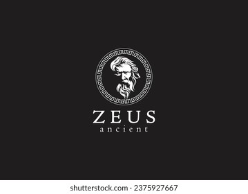 Ancient greek zeus logo design. Vintage zeus logo vector