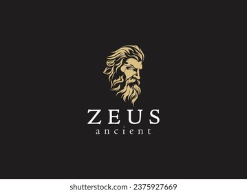 Ancient greek zeus logo design. Vintage zeus logo vector