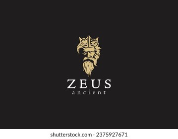 Ancient greek zeus logo design. Vintage zeus logo vector