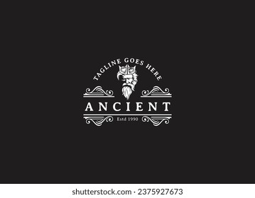 Ancient greek zeus logo design. Vintage zeus logo vector