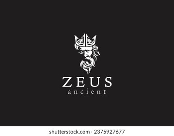 Ancient greek zeus logo design. Vintage zeus logo vector