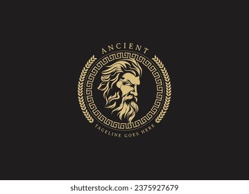 Ancient greek zeus logo design. Vintage zeus logo vector