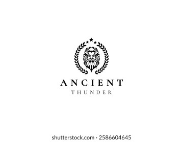 Ancient greek zeus logo design. Vintage zeus logo vector illustration