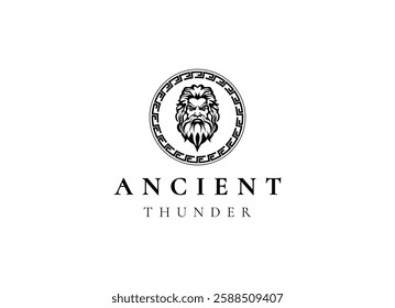 Ancient greek zeus logo design. Vintage zeus logo vector illustration