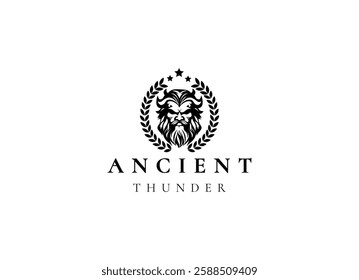 Ancient greek zeus logo design. Vintage zeus logo vector illustration