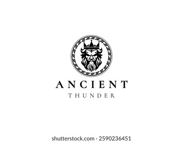 Ancient greek zeus logo design. Vintage zeus logo vector illustration