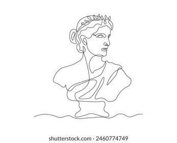 ancient Greek,ancient Roman bust of woman,logo,continuous single line art hand drawing sketch