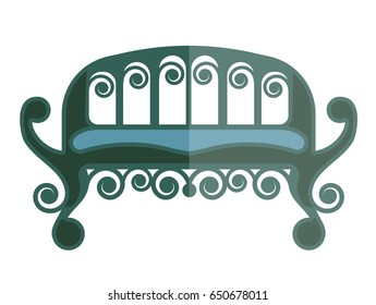 Ancient green sofa isolated on white vector illustration