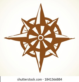 Ancient grunge road point view. Light white paper texture text space backdrop. Line black ink hand drawn earth trip sea way gps plan logo emblem banner design in art cartoon outline doodle print style