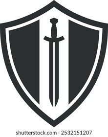 Icono negro del escudo de guardia antiguo. Símbolo de seguridad