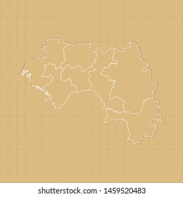 Ancient Guinea map old paper background with space for text. Vector illustration EPS10.