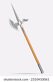 Ancient halberd isolated on white background. Vector art illustration