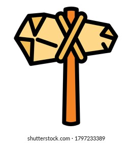 Icono de martillo antiguo. Esbozar icono vectorial de martillo antiguo para el diseño web aislado en fondo blanco