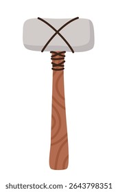 Ancient hammer made of stone. Flat vector illustration.