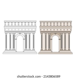 ancient hand drawn baroque arch