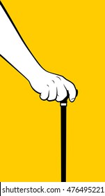 Ancient hand holding cane