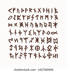 Ancient hand written runes set. Esoteric Vector Symbols