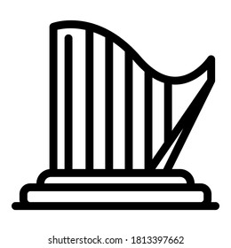Ancient harp icon. Outline ancient harp vector icon for web design isolated on white background