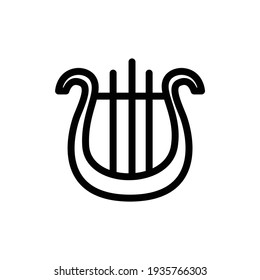 ancient harp and lyre icon isolated on white background. Vector illustration of lyre. Icon lyre, stringed musical instrument. Vector illustration.