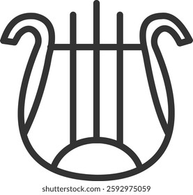 ancient Harp and lyre icon.black outline vector logo template illustration design. Symbol of music . Calm melody and lullaby. Vector illustration  
