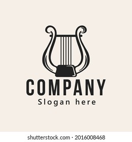 Ancient Harp And Lyre Logo Design, Vector Illustration