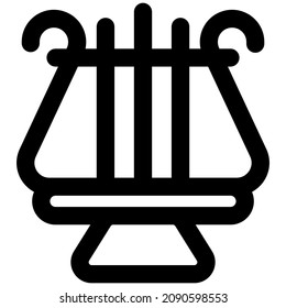 Ancient harp music instrument with large strings attached