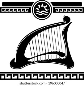 ancient harp. stencil. vector illustration