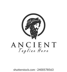 ancient head illustration logo design