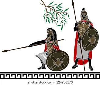 ancient hellenic warriors. second variant. vector illustration