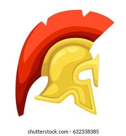 Ancient helmet Spartan helmet Isolated illustration Greek Warrior versus Trojan Soldier.