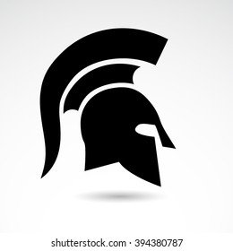 Ancient helmet, warrior, soldier, spartan icon on white background. Vector art.