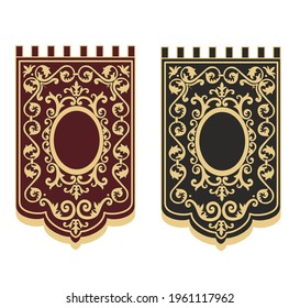 ANCIENT HERALDIC EMBLEM OF GOLD DECORATED IN BAROQUE STYLE DECORATIVE ELEGANCE LUXURY PATTERNS GOLD STOCK ILLUSTRATION