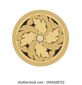 ANCIENT HERALDIC EMBLEM OF GOLD DECORATED IN BAROQUE STYLE DECORATIVE ELEGANCE LUXURY PATTERNS GOLD STOCK ILLUSTRATION