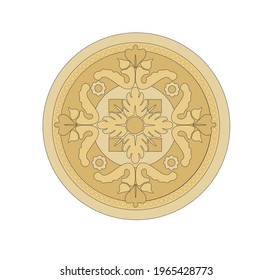 ANCIENT HERALDIC EMBLEM OF GOLD DECORATED IN BAROQUE STYLE DECORATIVE ELEGANCE LUXURY PATTERNS GOLD STOCK ILLUSTRATION