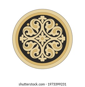 ANCIENT HERALDIC EMBLEM OF GOLD DECORATED IN BAROQUE STYLE DECORATIVE ELEGANCE LUXURY PATTERNS GOLD STOCK ILLUSTRATION