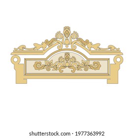 ANCIENT HERALDIC EMBLEM OF GOLD DECORATED IN BAROQUE STYLE DECORATIVE ELEGANCE LUXURY PATTERNS GOLD STOCK ILLUSTRATION