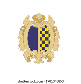 ANCIENT HERALDIC EMBLEM OF GOLD DECORATED IN BAROQUE STYLE DECORATIVE ELEGANCE LUXURY PATTERNS GOLD STOCK ILLUSTRATION