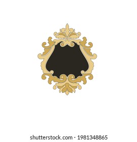 ANCIENT HERALDIC EMBLEM OF GOLD DECORATED IN BAROQUE STYLE DECORATIVE ELEGANCE LUXURY PATTERNS GOLD STOCK ILLUSTRATION