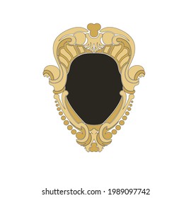 ANCIENT HERALDIC EMBLEM OF GOLD DECORATED IN BAROQUE STYLE DECORATIVE ELEGANCE LUXURY PATTERNS GOLD STOCK ILLUSTRATION