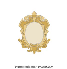 ANCIENT HERALDIC EMBLEM OF GOLD DECORATED IN BAROQUE STYLE DECORATIVE ELEGANCE LUXURY PATTERNS GOLD STOCK ILLUSTRATION