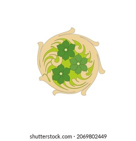 ANCIENT HERALDIC EMBLEM OF GOLD DECORATED IN BAROQUE STYLE DECORATIVE ELEGANCE LUXURY PATTERNS GOLD STOCK ILLUSTRATION