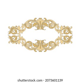 ANCIENT HERALDIC EMBLEM OF GOLD DECORATED IN BAROQUE STYLE DECORATIVE ELEGANCE LUXURY PATTERNS GOLD STOCK ILLUSTRATION