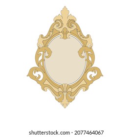 ANCIENT HERALDIC EMBLEM OF GOLD DECORATED IN BAROQUE STYLE DECORATIVE ELEGANCE LUXURY PATTERNS GOLD STOCK ILLUSTRATION