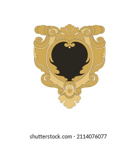 ANCIENT HERALDIC EMBLEM OF GOLD DECORATED IN BAROQUE STYLE DECORATIVE ELEGANCE LUXURY PATTERNS GOLD STOCK ILLUSTRATION