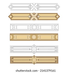 ANCIENT HERALDIC EMBLEM OF GOLD DECORATED IN BAROQUE STYLE DECORATIVE ELEGANCE LUXURY PATTERNS GOLD STOCK ILLUSTRATION