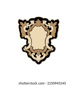 ANCIENT HERALDIC EMBLEM OF GOLD DECORATED IN BAROQUE STYLE DECORATIVE ELEGANCE LUXURY PATTERNS GOLD STOCK ILLUSTRATION