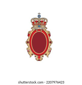 ANCIENT HERALDIC EMBLEM OF GOLD DECORATED IN BAROQUE STYLE DECORATIVE ELEGANCE LUXURY PATTERNS GOLD STOCK ILLUSTRATION