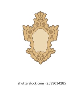 ANTIGO EMBLEMA HERÁLDICO DE OURO DECORADO EM ESTILO BARROCO ELEGÂNCIA DECORATIVA PADRÕES DE LUXO OURO STOCK ILUSTRAÇÃO