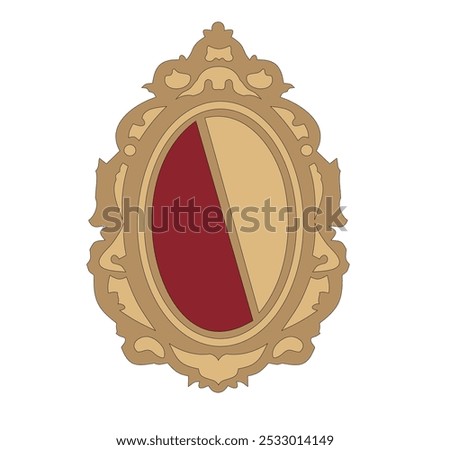 ANCIENT HERALDIC EMBLEM OF GOLD DECORATED IN BAROQUE STYLE DECORATIVE ELEGANCE LUXURY PATTERNS GOLD STOCK ILLUSTRATION